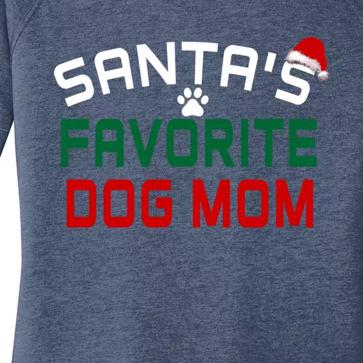 SantaS Favorite Dog Mom Christmas Funny Pets Gift Women's Perfect Tri Tunic Long Sleeve Shirt