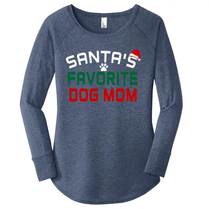 SantaS Favorite Dog Mom Christmas Funny Pets Gift Women's Perfect Tri Tunic Long Sleeve Shirt