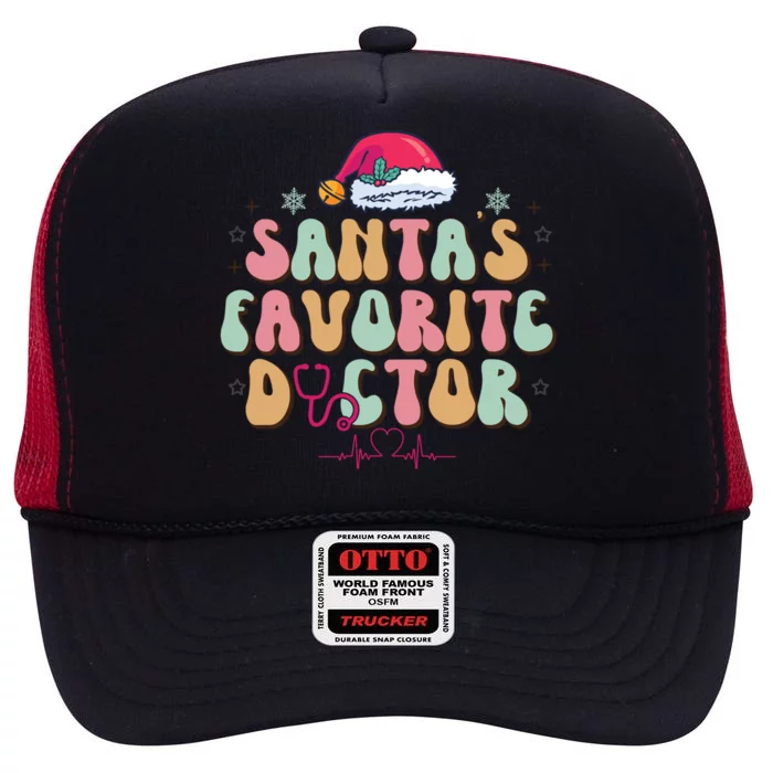 Santas Favorite Doctor Christmas Festive Holiday Gift High Crown Mesh Trucker Hat