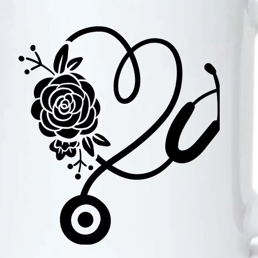 Stethoscope Flower Doctor Nurse Rn Pa Black Color Changing Mug