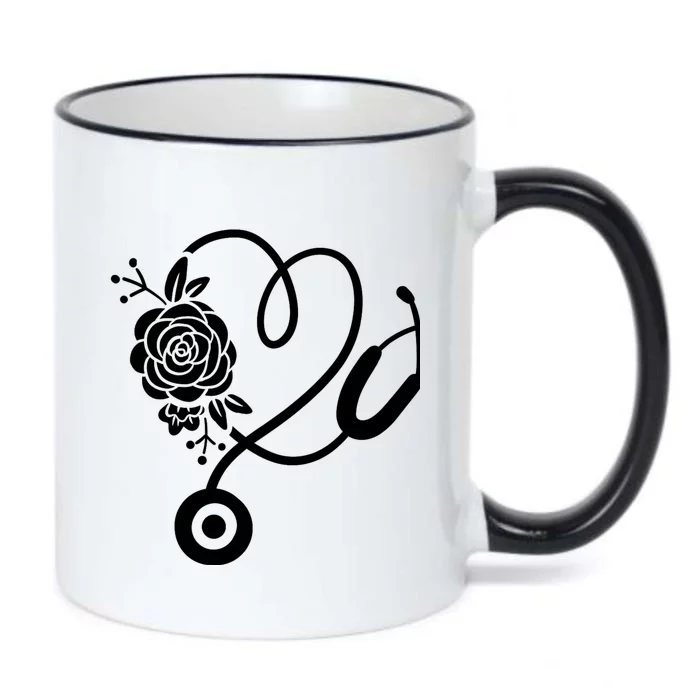 Stethoscope Flower Doctor Nurse Rn Pa Black Color Changing Mug