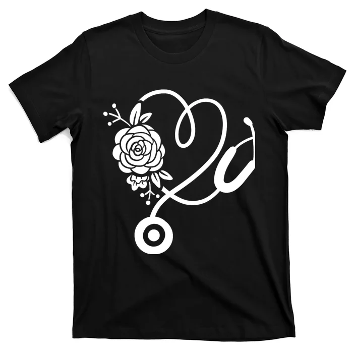 Stethoscope Flower Doctor Nurse Rn Pa T-Shirt