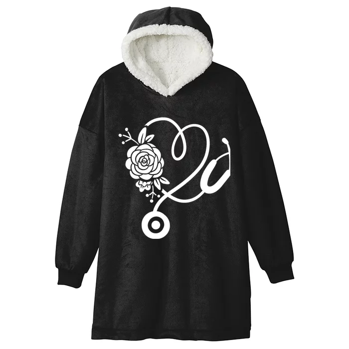 Stethoscope Flower Doctor Nurse Rn Pa Hooded Wearable Blanket