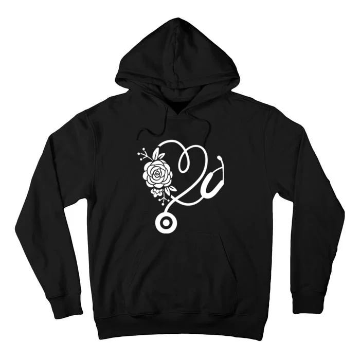 Stethoscope Flower Doctor Nurse Rn Pa Tall Hoodie