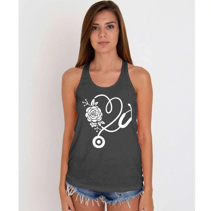 Stethoscope Flower Doctor Nurse Rn Pa Women's Knotted Racerback Tank