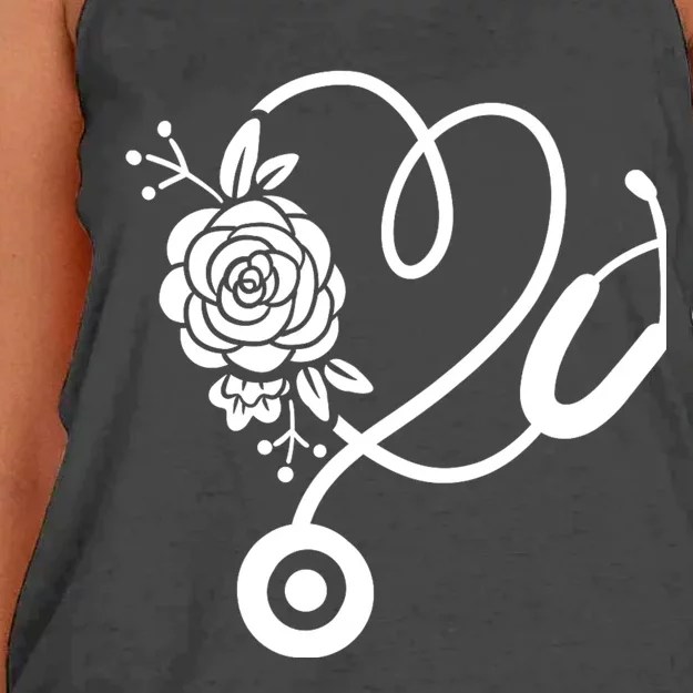 Stethoscope Flower Doctor Nurse Rn Pa Women's Knotted Racerback Tank