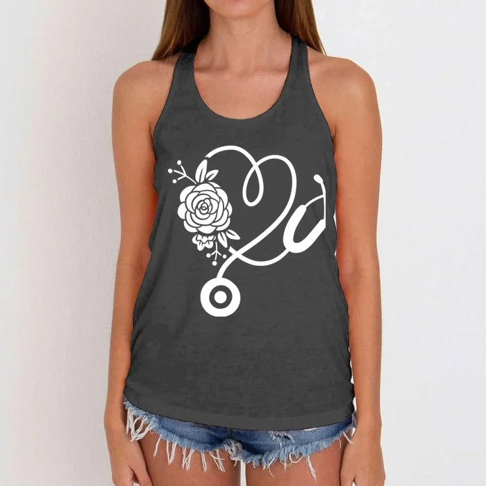 Stethoscope Flower Doctor Nurse Rn Pa Women's Knotted Racerback Tank