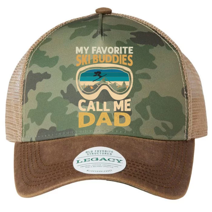 Skiing Fathers Day My Favorite Ski Buddies Call Me Dad Meaningful Gift Legacy Tie Dye Trucker Hat