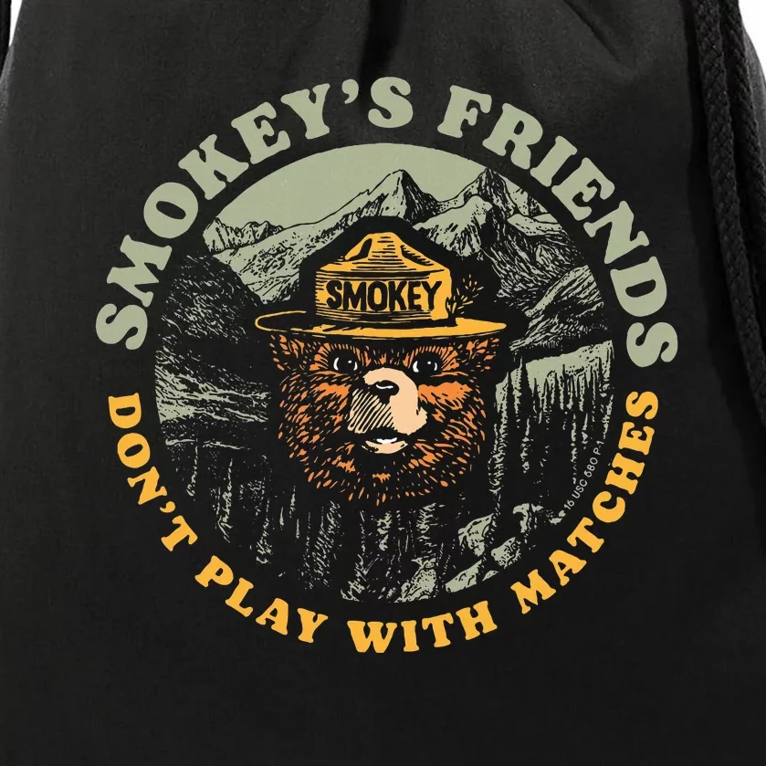 Smokeys Friends Dont Play With Matches Retro Drawstring Bag