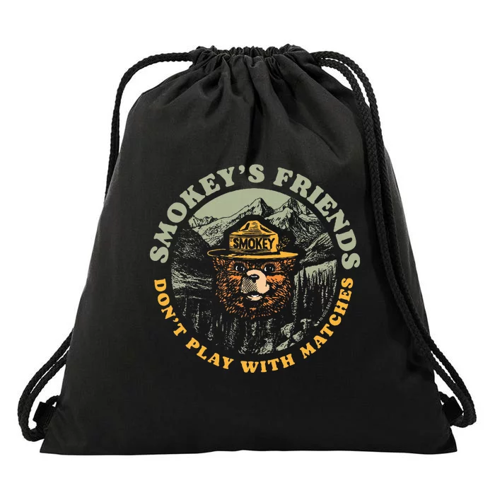 Smokeys Friends Dont Play With Matches Retro Drawstring Bag