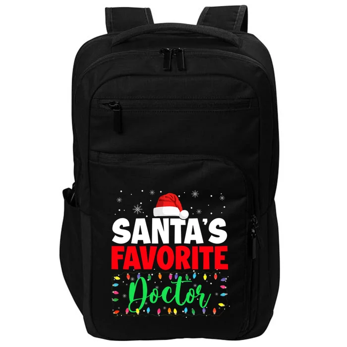 SantaS Favorite Doctor Christmas Lights Santa Lover Gift Impact Tech Backpack