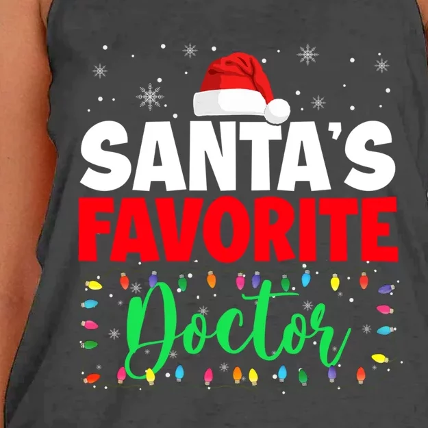 SantaS Favorite Doctor Christmas Lights Santa Lover Gift Women's Knotted Racerback Tank