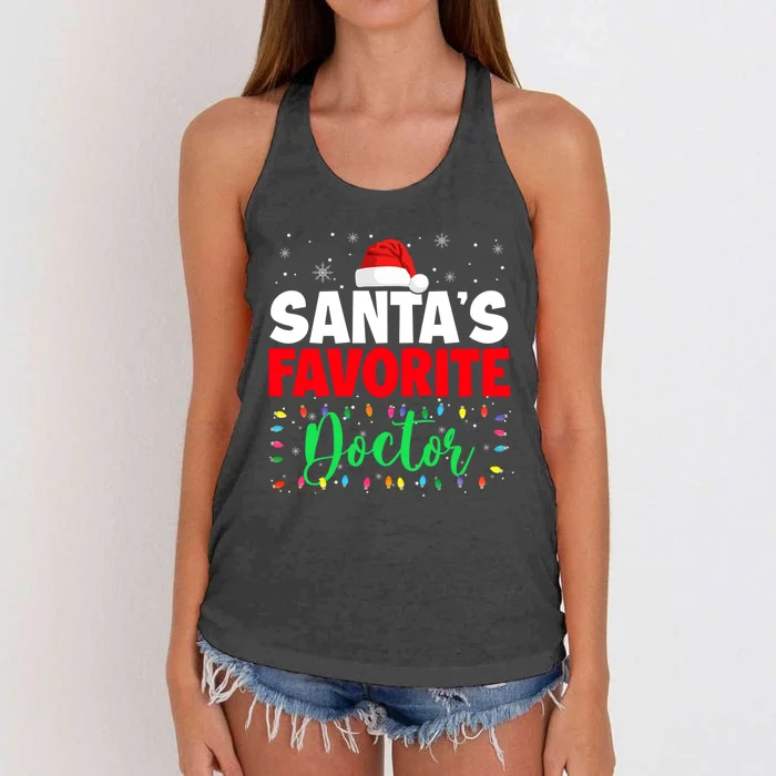 SantaS Favorite Doctor Christmas Lights Santa Lover Gift Women's Knotted Racerback Tank