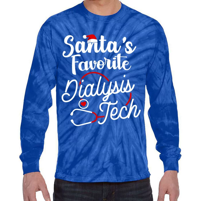 Santa's Favorite Dialysis Tech Gift Tie-Dye Long Sleeve Shirt