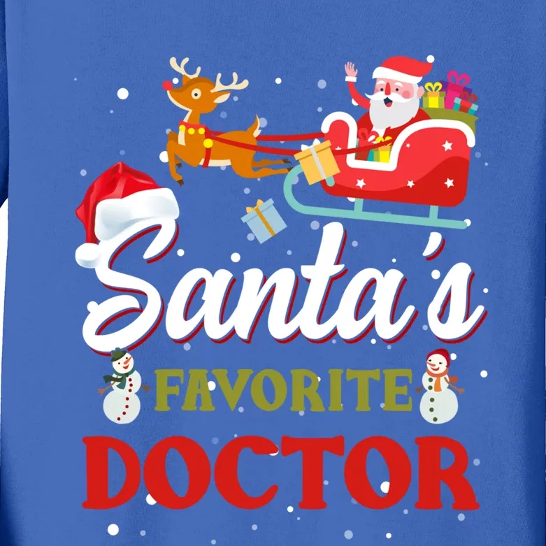 SantaS Favorite Doctor Christmas Pajamas Funny Funny Gift Cute Gift Kids Long Sleeve Shirt