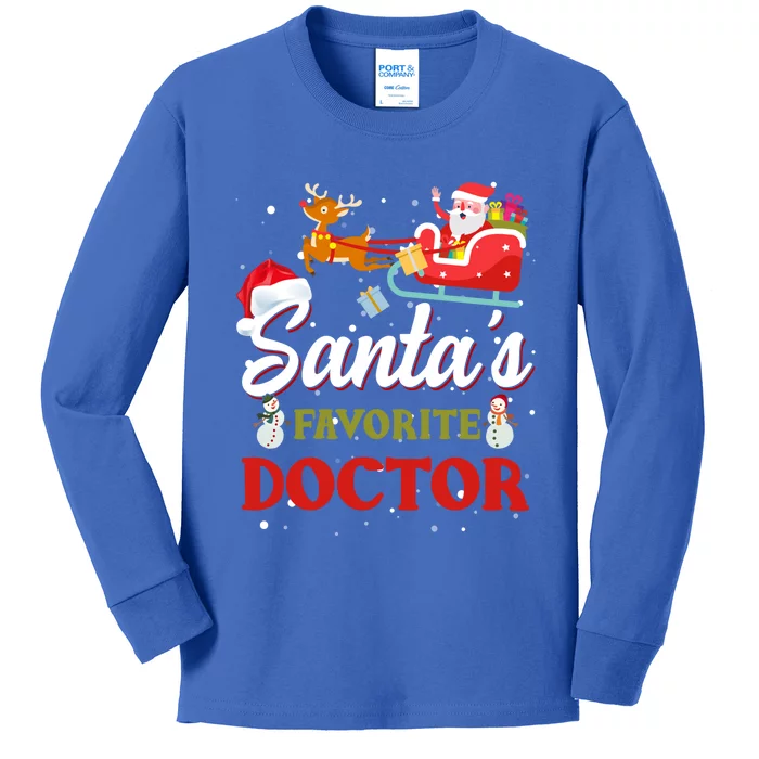 SantaS Favorite Doctor Christmas Pajamas Funny Funny Gift Cute Gift Kids Long Sleeve Shirt