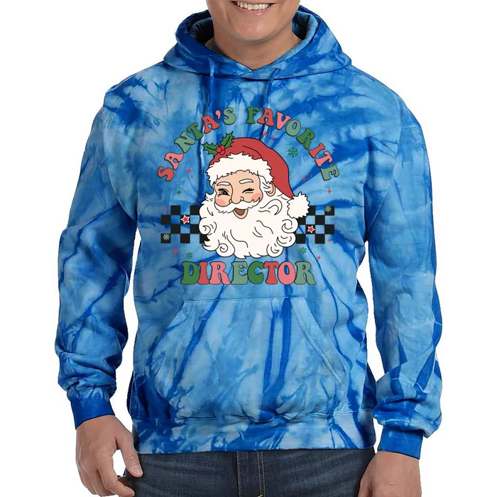 SantaS Favorite Director Retro Groovy Santa Face Christmas Gift Tie Dye Hoodie