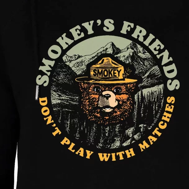 Smokeys Friends Dont Play With Matches Retro Womens Funnel Neck Pullover Hood