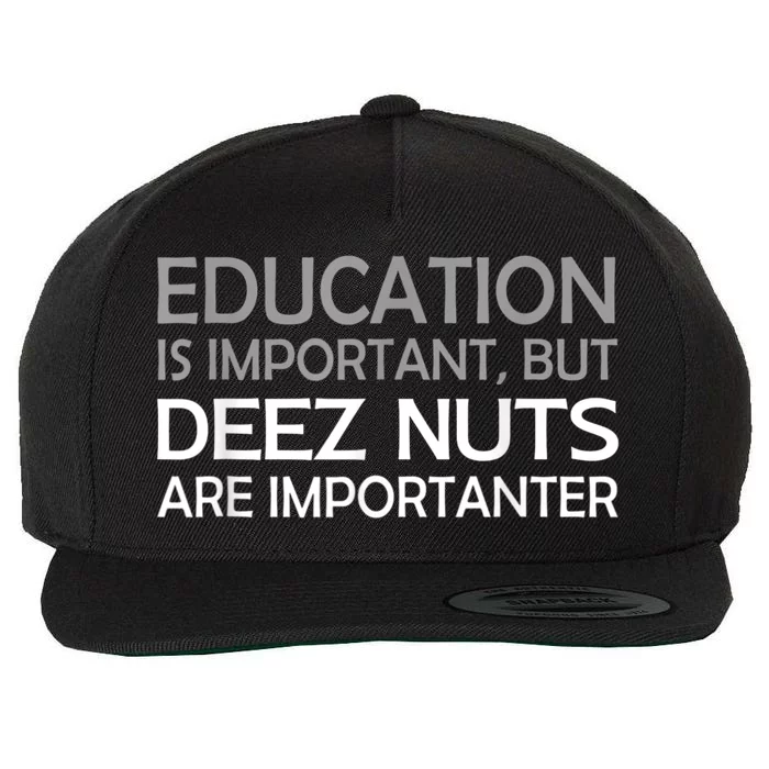 Sarcastic Funny Deez Nuts Wool Snapback Cap