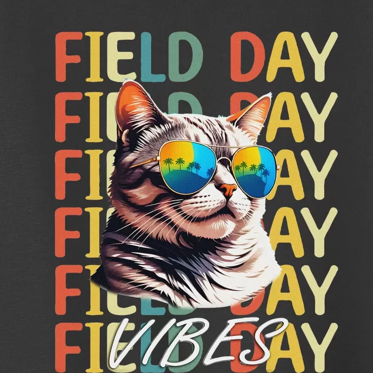 School Field Day Vibes Summer 2024 Retro Cat Teachers Toddler T-Shirt