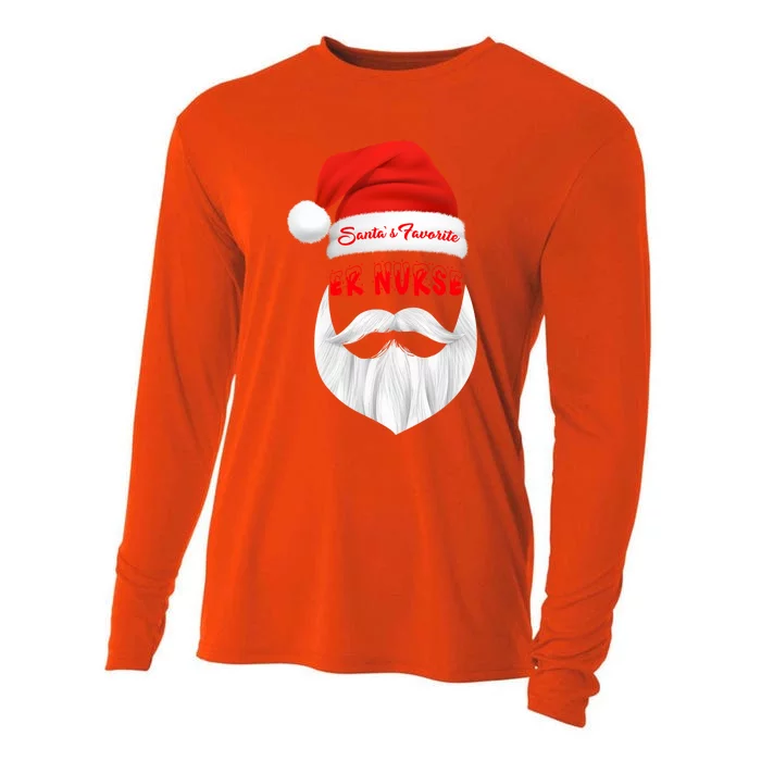 SantaS Favorite Er Nurse Funny Christmas Xmas Gift Cooling Performance Long Sleeve Crew