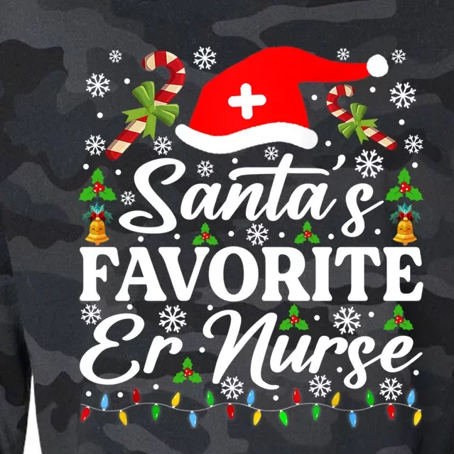 SantaS Favorite Er Nurse Great Gift Funny Christmas Pajama Funny Gift Cropped Pullover Crew