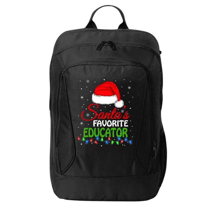 SantaS Favorite Educator Santa Hat Lights. Funny Christmas City Backpack