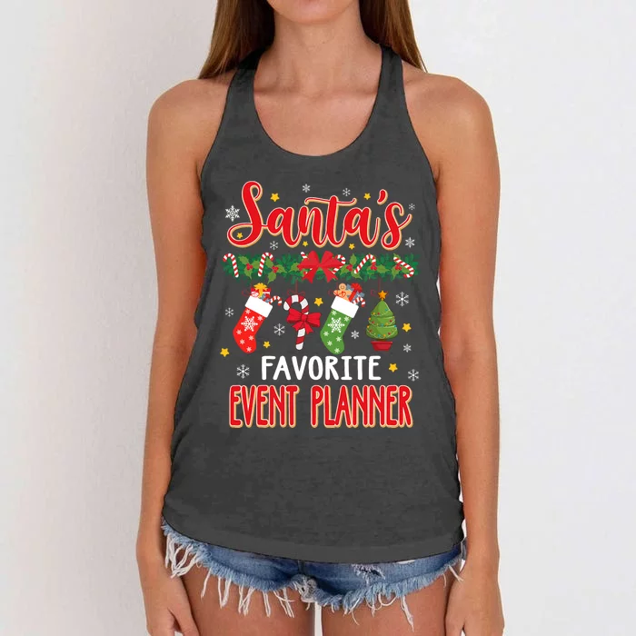 SantaS Favorite Event Planner Santa Hat Xmas Women's Knotted Racerback Tank