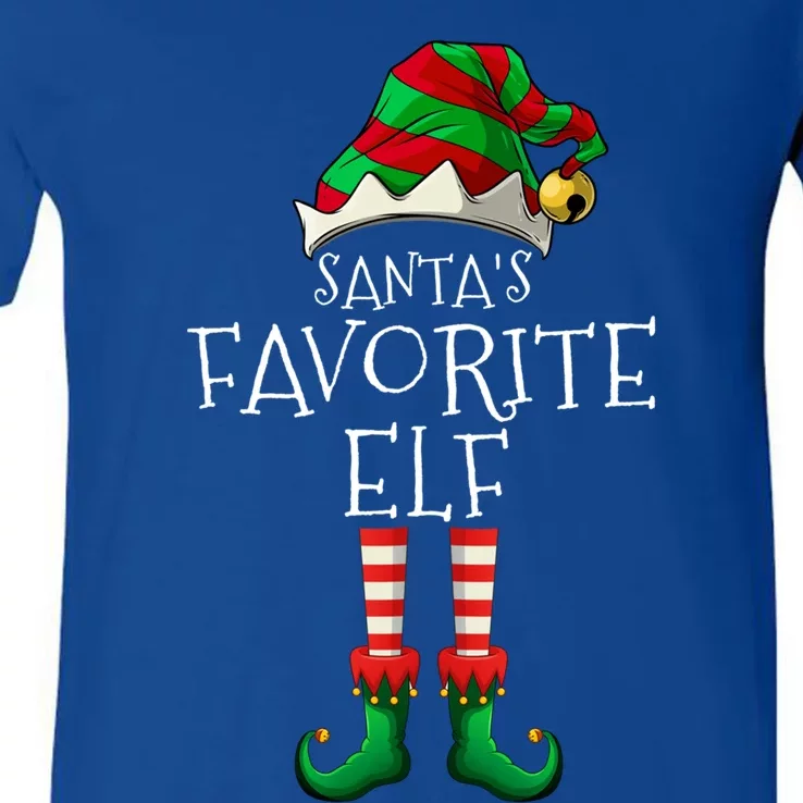 SantaS Favorite Elf Group Matching Family Christmas Gift V-Neck T-Shirt