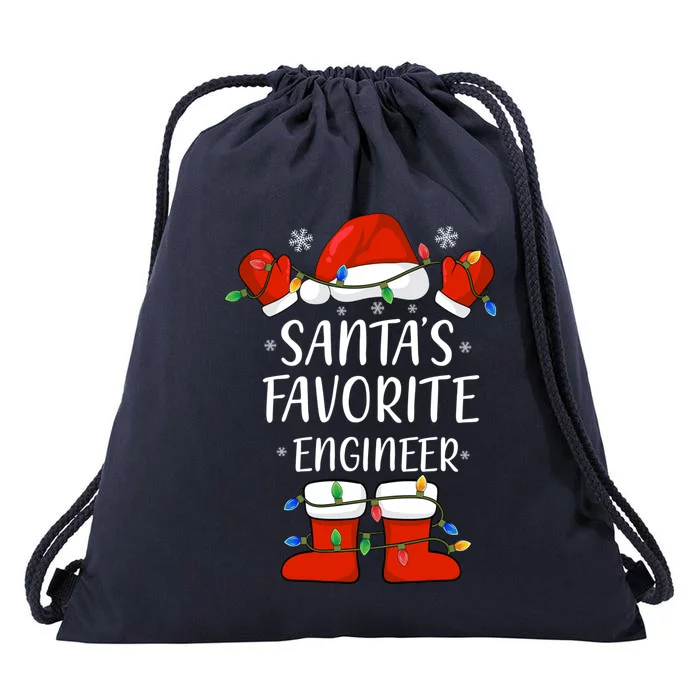 SantaS Favorite Engineer Santa Hat Christmas Light Great Gift Drawstring Bag