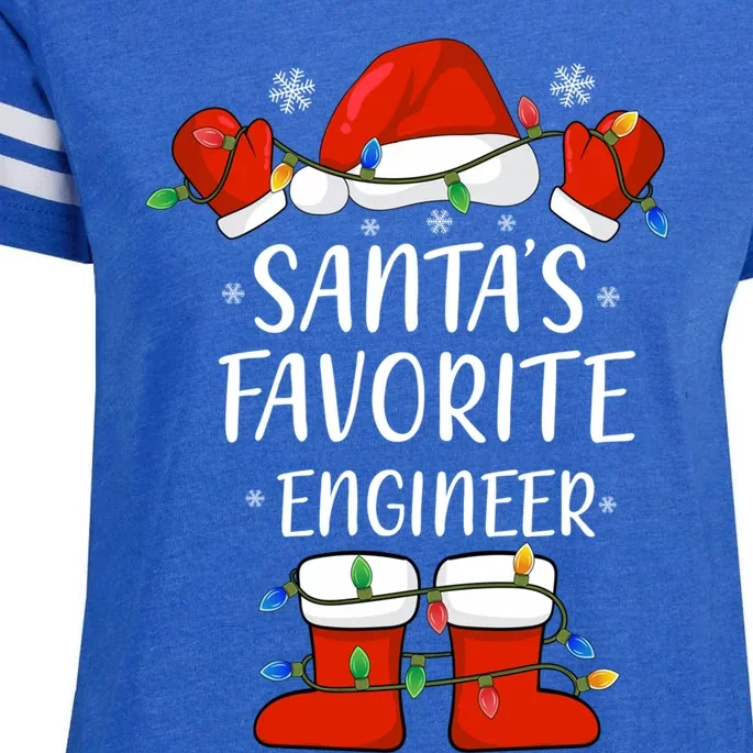 SantaS Favorite Engineer Santa Hat Christmas Light Great Gift Enza Ladies Jersey Football T-Shirt