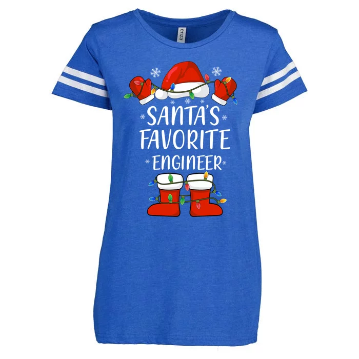 SantaS Favorite Engineer Santa Hat Christmas Light Great Gift Enza Ladies Jersey Football T-Shirt