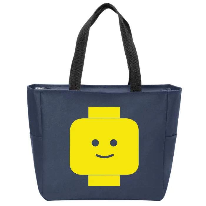 Smily Face Expression Lego Head Zip Tote Bag