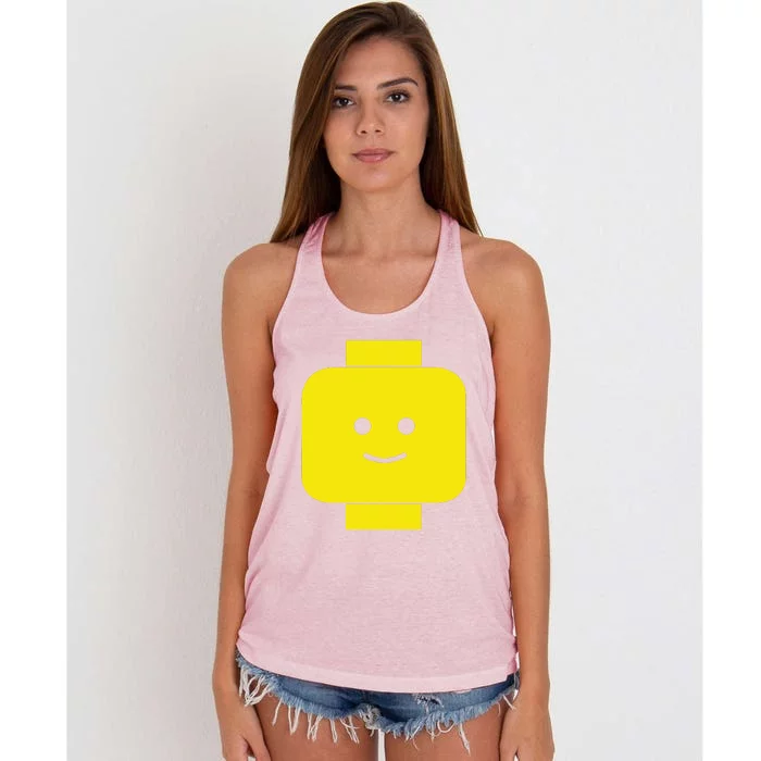 Smily Face Expression Lego Head Women's Knotted Racerback Tank