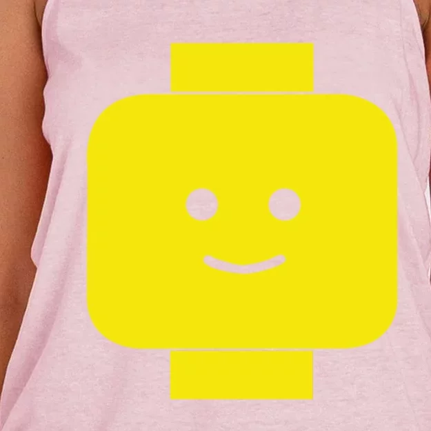 Smily Face Expression Lego Head Women's Knotted Racerback Tank