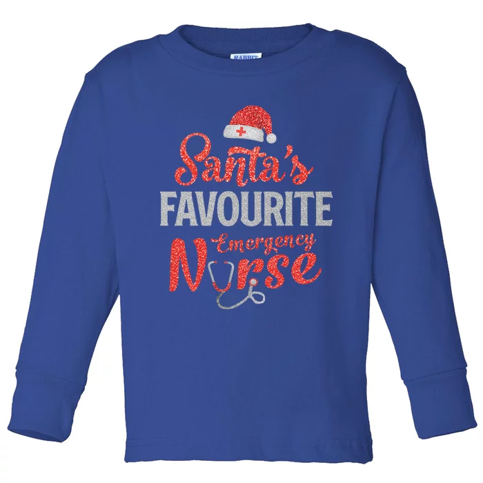 Santas Favorite Emergency Nurse Er Nursing Christmas Funny Gift Toddler Long Sleeve Shirt