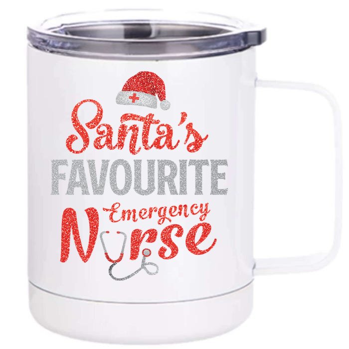 Santas Favorite Emergency Nurse Er Nursing Christmas Funny Gift Front & Back 12oz Stainless Steel Tumbler Cup