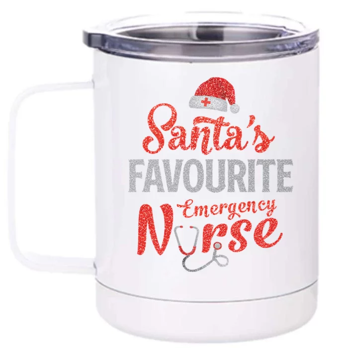 Santas Favorite Emergency Nurse Er Nursing Christmas Funny Gift Front & Back 12oz Stainless Steel Tumbler Cup