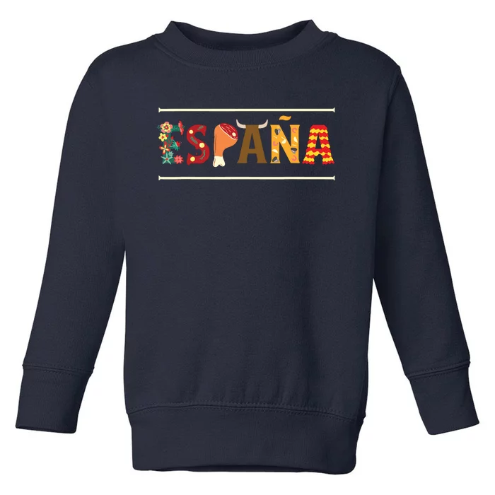 Spanish Fiesta Espana Bull Spanish Flower Spain Flag Spain Toddler Sweatshirt