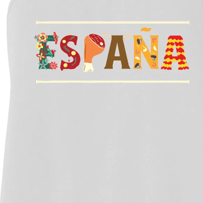 Spanish Fiesta Espana Bull Spanish Flower Spain Flag Spain Women's Racerback Tank