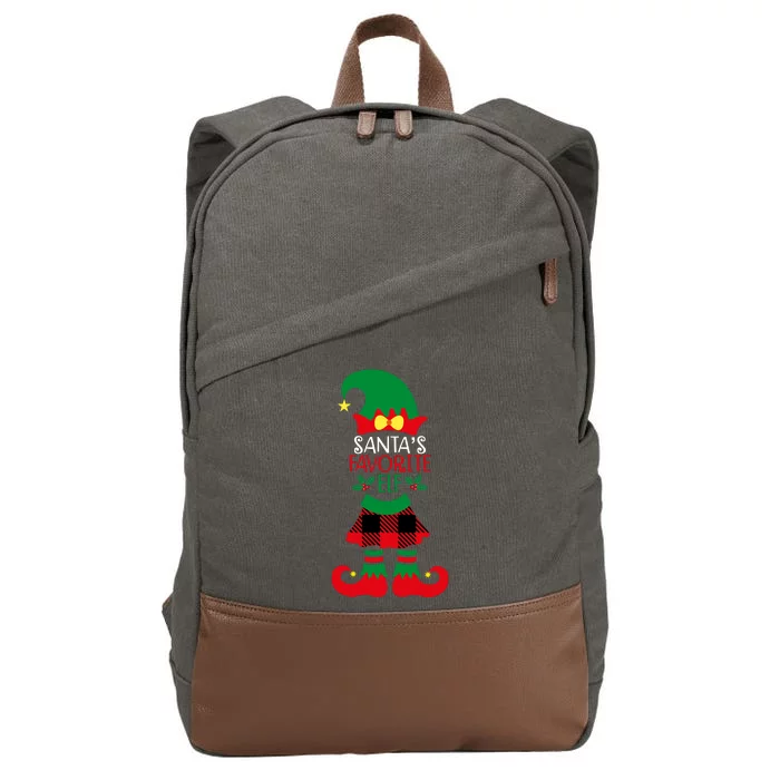 Santa's Favorite Elf Cute Christmas Holiday Cotton Canvas Backpack