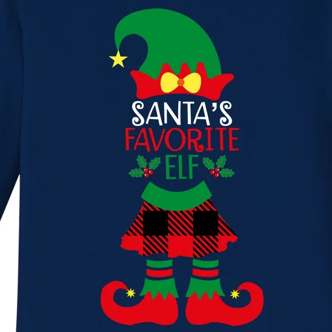 Santa's Favorite Elf Cute Christmas Holiday Baby Long Sleeve Bodysuit