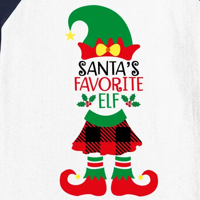 Santa's Favorite Elf Cute Christmas Holiday Baseball Sleeve Shirt