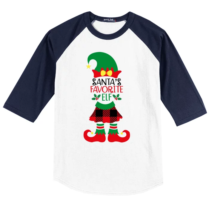 Santa's Favorite Elf Cute Christmas Holiday Baseball Sleeve Shirt