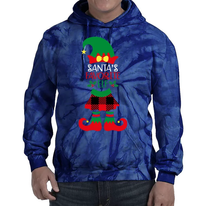 Santa's Favorite Elf Cute Christmas Holiday Tie Dye Hoodie