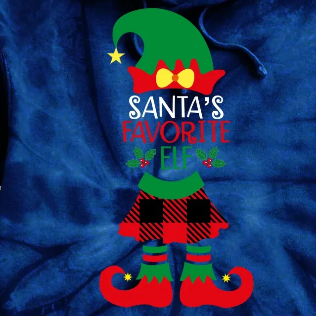 Santa's Favorite Elf Cute Christmas Holiday Tie Dye Hoodie