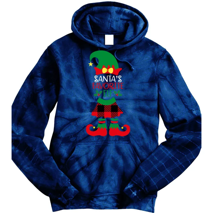 Santa's Favorite Elf Cute Christmas Holiday Tie Dye Hoodie