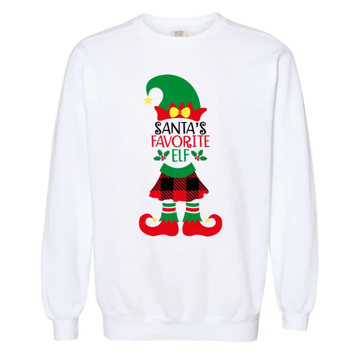 Santa's Favorite Elf Cute Christmas Holiday Garment-Dyed Sweatshirt