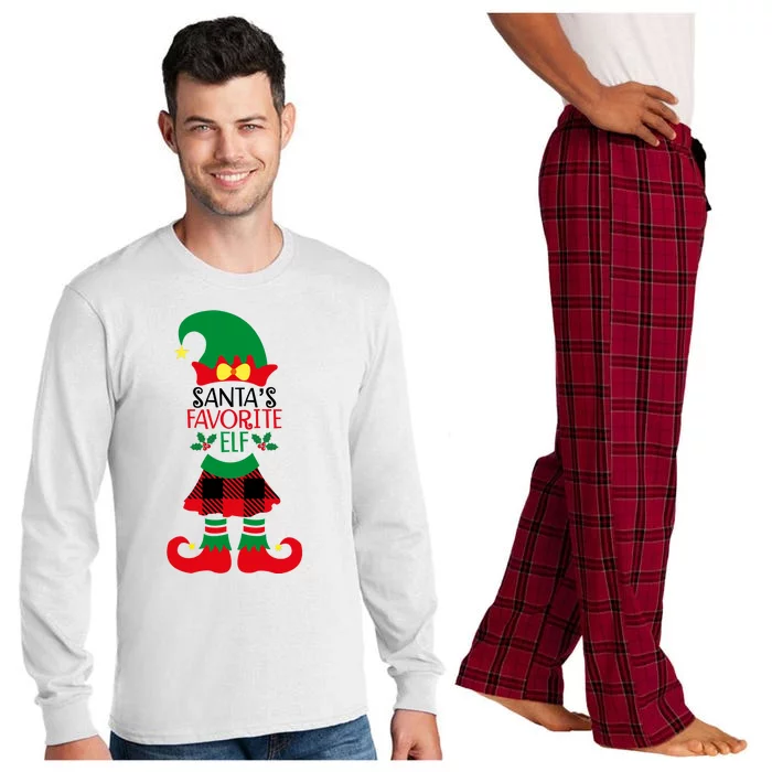 Santa's Favorite Elf Cute Christmas Holiday Long Sleeve Pajama Set