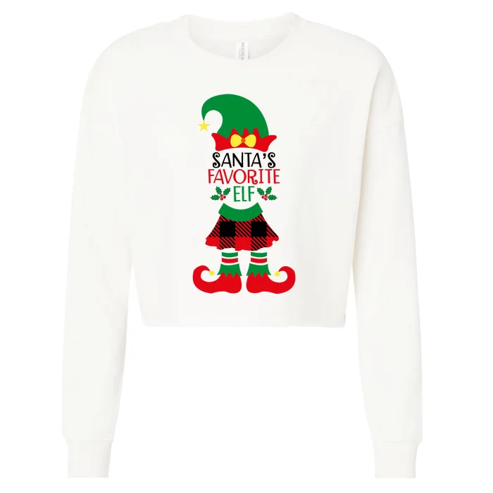 Santa's Favorite Elf Cute Christmas Holiday Cropped Pullover Crew